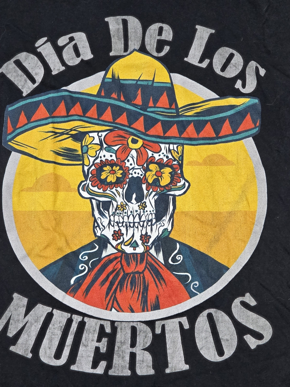 Port & Company Dia De Los Muertos Sugar Skull Graphic Tee Black XL Unisex Shirt